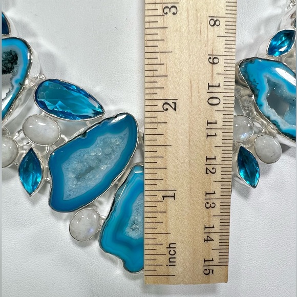 Blue Solar Quartz Moonstone 925 Gemstone Necklace ONLY - Picture 4 of 9